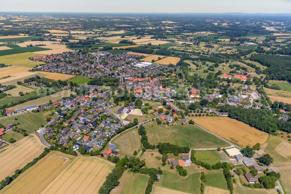 Ostenfelde from the bird's eye view: Town View of the streets and houses of the residential areas in Ostenfelde in the state North Rhine-Westphalia, Germany