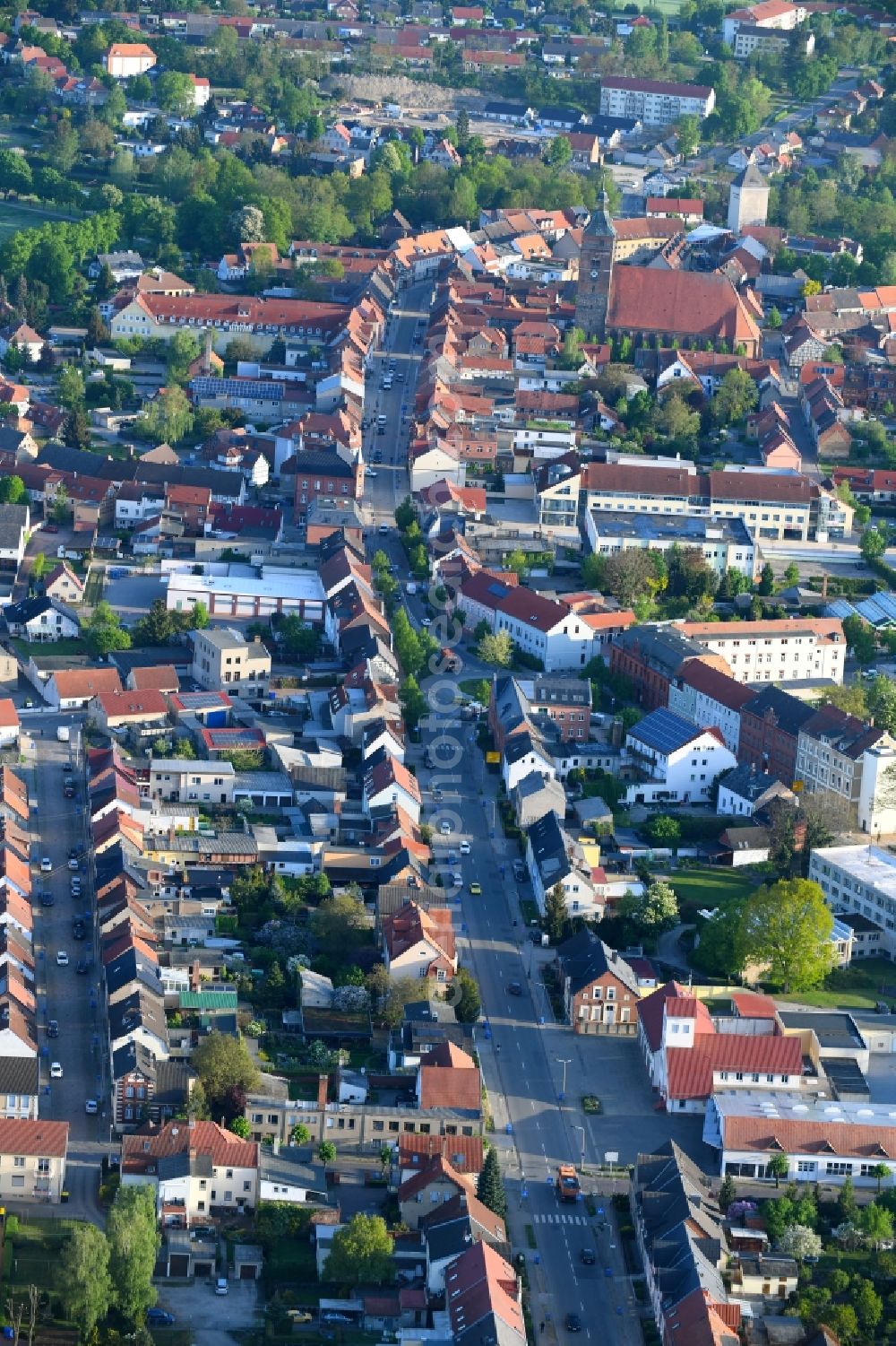 Aerial photograph Osterburg (Altmark) - Town View of the streets and houses of the residential areas in Osterburg (Altmark) in the state Saxony-Anhalt, Germany