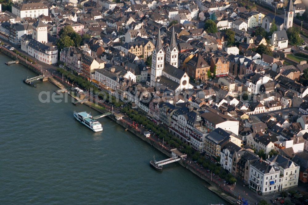 Osterspai Osterspey from above - Townscape of Osterspai - formerly Osterspey on the banks of the Rhine in the Federal State of Rhineland-Palatinate