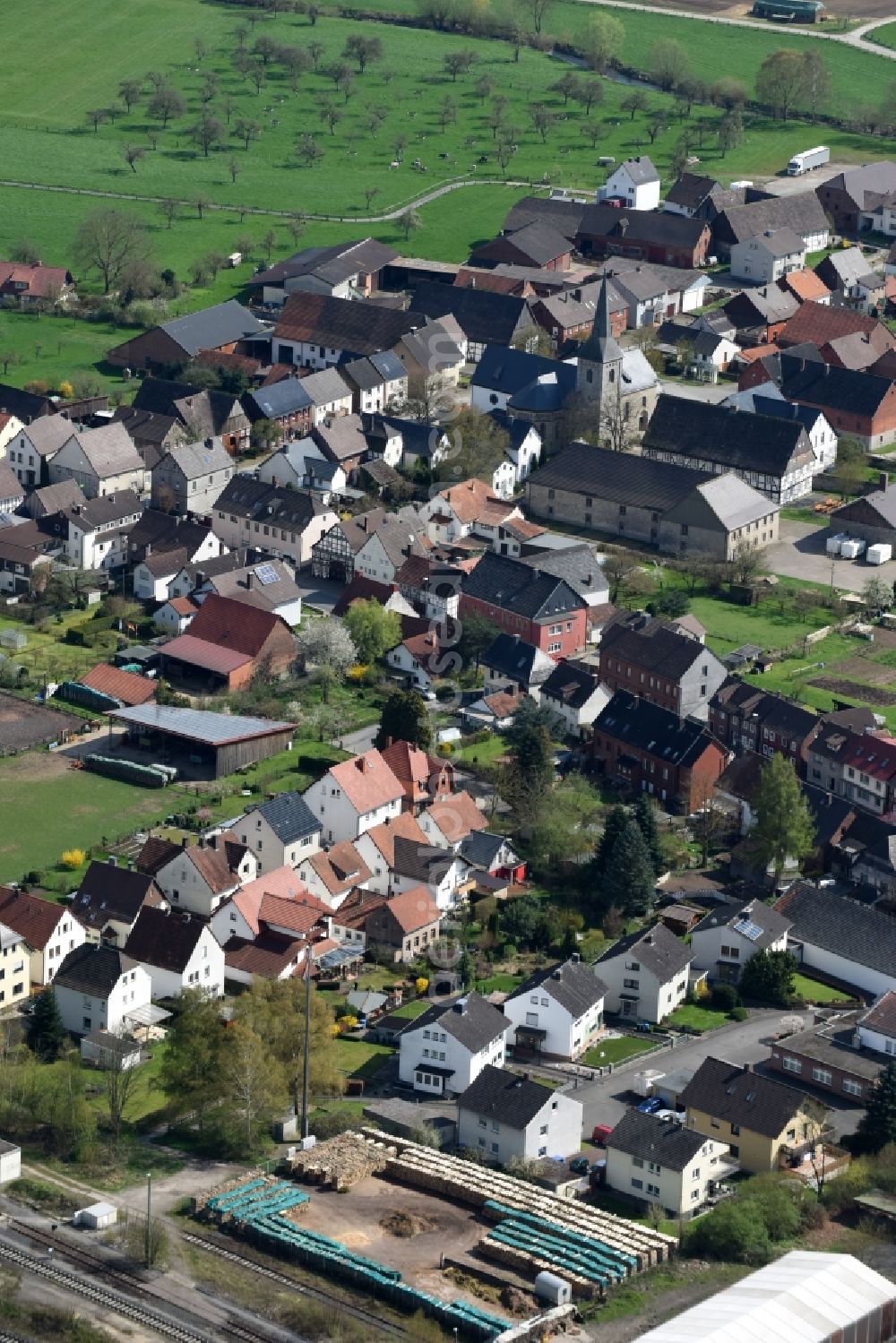 Aerial photograph Ottbergen - Town View of the streets and houses of the residential areas in Ottbergen in the state North Rhine-Westphalia