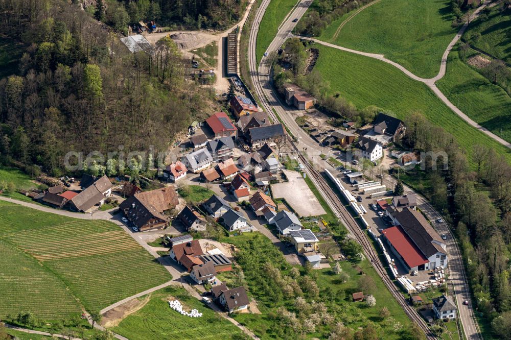 Aerial image Ottenhöfen im Schwarzwald - Town View of the streets and houses of the residential areas in Ottenhoefen im Schwarzwald in the state Baden-Wurttemberg, Germany