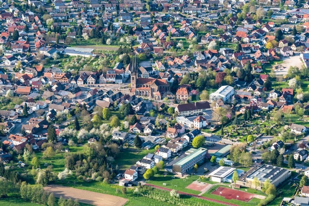 Ottersweier from above - Town View of the streets and houses of the residential areas in Ottersweier in the state Baden-Wuerttemberg, Germany