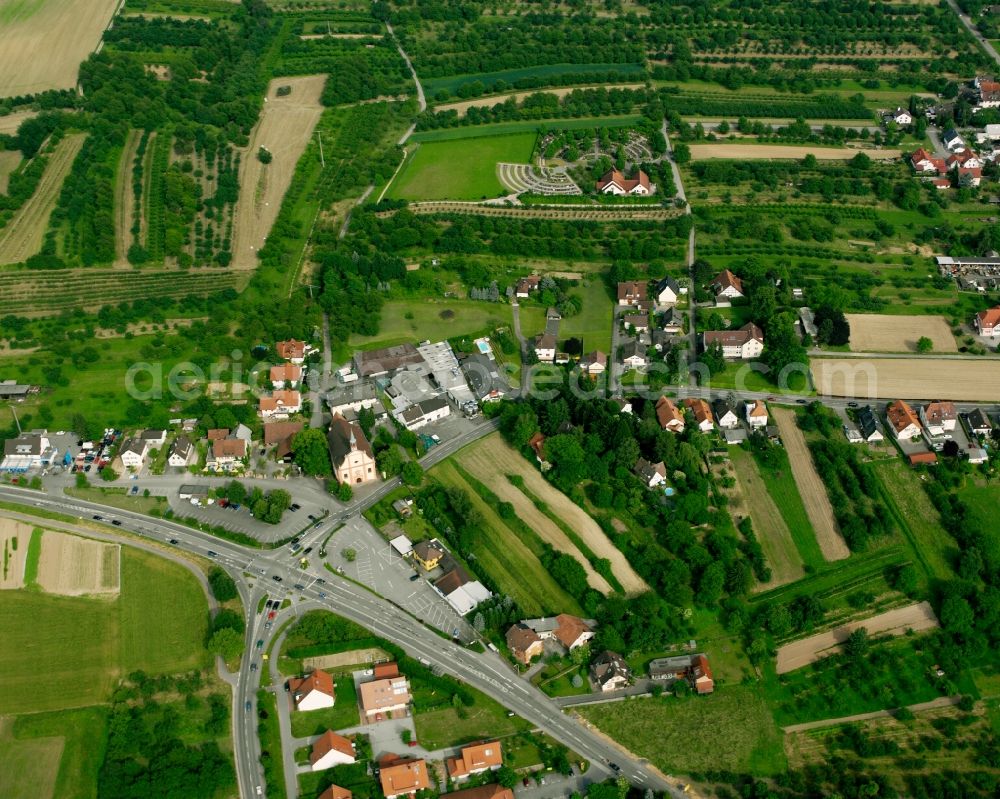 Ottersweier from the bird's eye view: Town View of the streets and houses of the residential areas in Ottersweier in the state Baden-Wuerttemberg, Germany