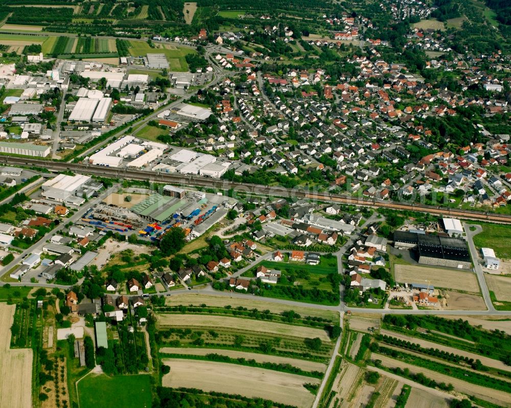 Ottersweier from the bird's eye view: Town View of the streets and houses of the residential areas in Ottersweier in the state Baden-Wuerttemberg, Germany