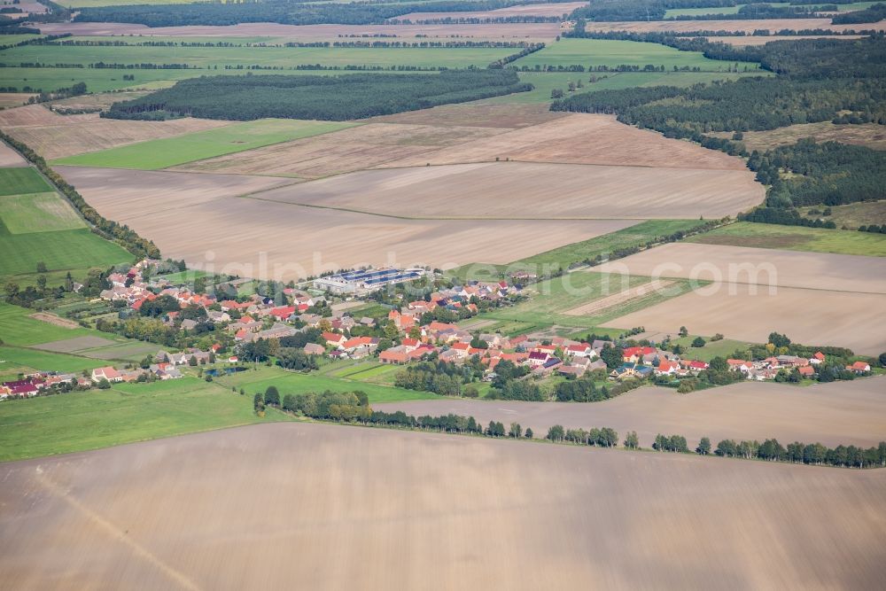 Aerial image Pechüle - Town View of the streets and houses of the residential areas in Pechuele in the state Brandenburg, Germany