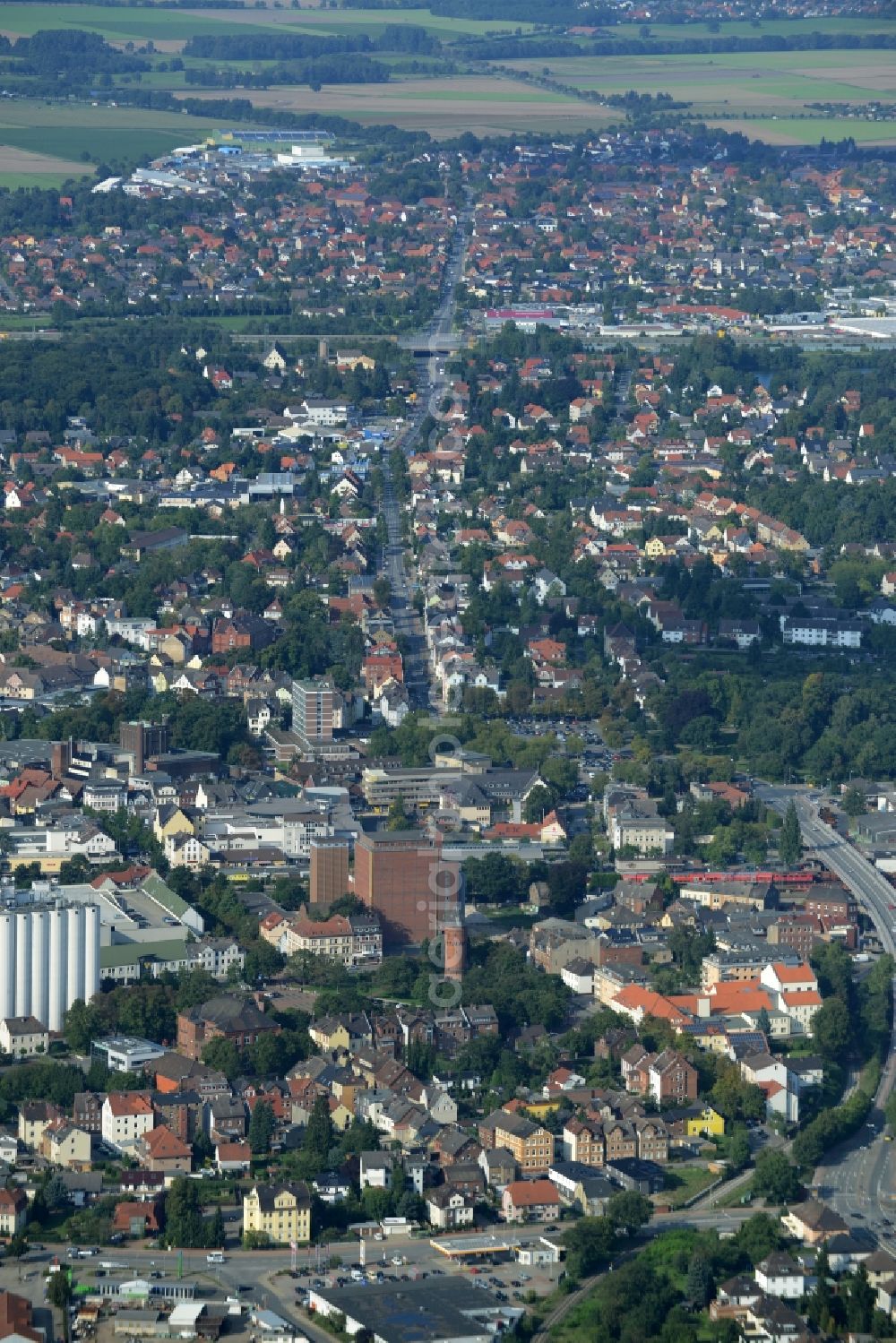 Aerial image Peine - Town View of the streets and houses of the residential areas in Peine in the state Lower Saxony