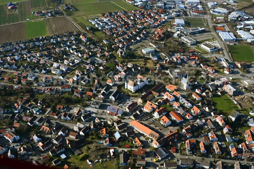 Pfedelbach from the bird's eye view: Town View of the streets and houses of the residential areas in Pfedelbach in the state Baden-Wuerttemberg, Germany