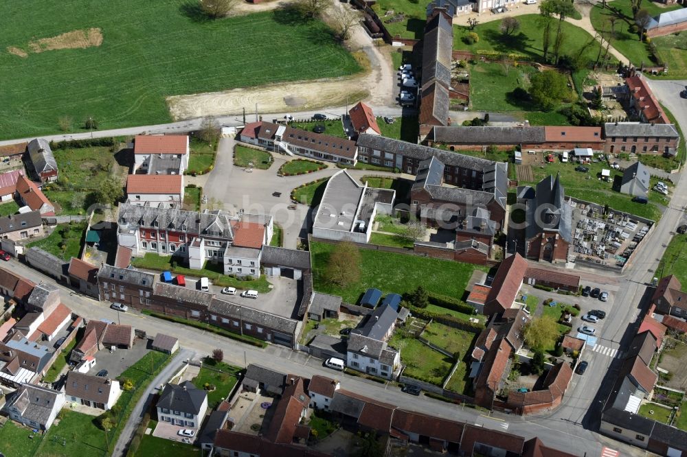 Picardie from the bird's eye view: Town View of the streets and houses of the residential areas in Picardie in Nord-Pas-de-Calais Picardy, France