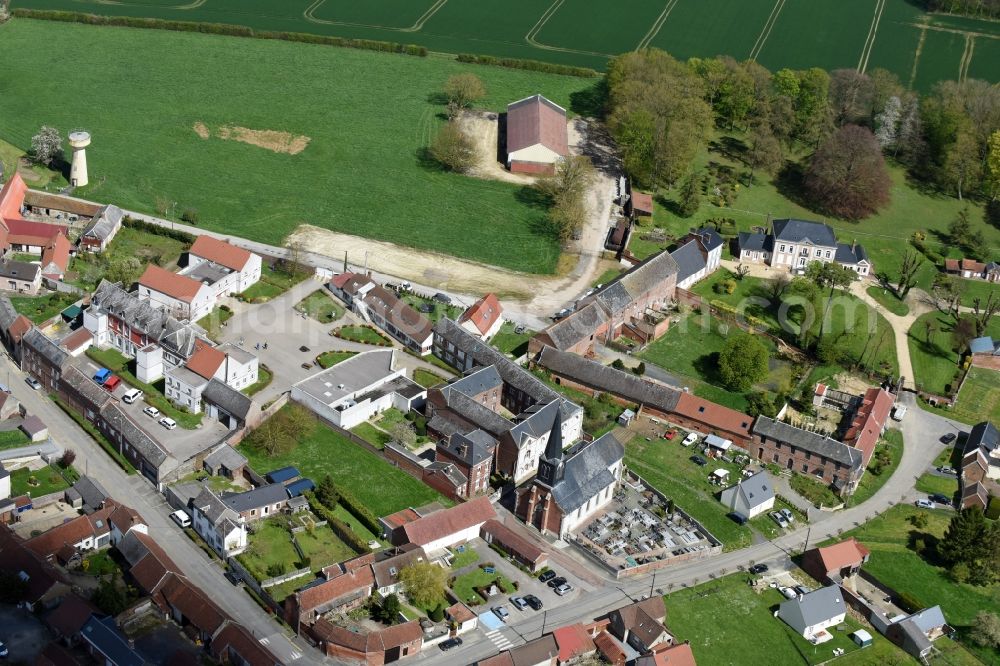 Aerial image Picardie - Town View of the streets and houses of the residential areas in Picardie in Nord-Pas-de-Calais Picardy, France