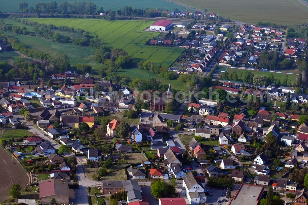 Aerial image Poley - Town View of the streets and houses of the residential areas in Poley in the state Saxony-Anhalt, Germany