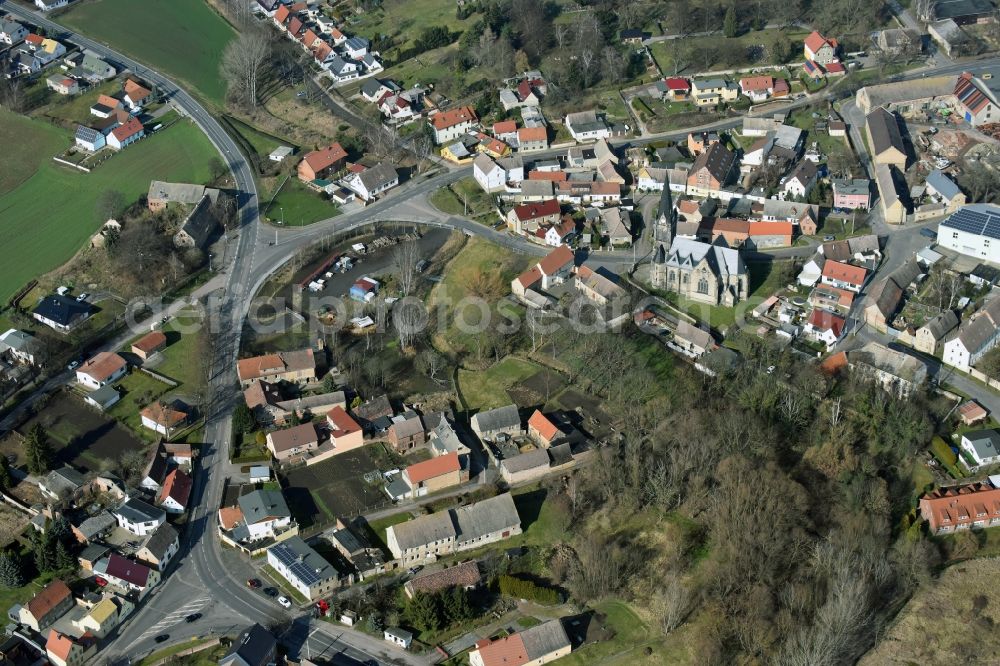 Aerial photograph Polleben - Town View of the streets and houses of the residential areas in Polleben in the state Saxony-Anhalt