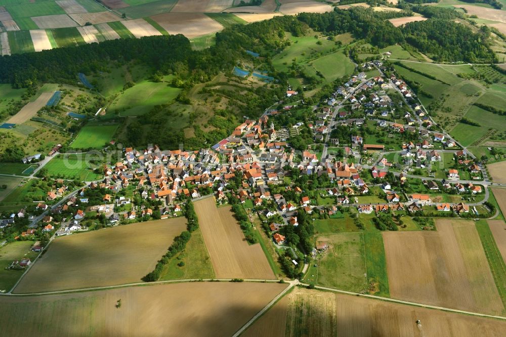 Prappach from above - In the district of Hassberge city suburb Prappach in Hassfurt in the state Bavaria