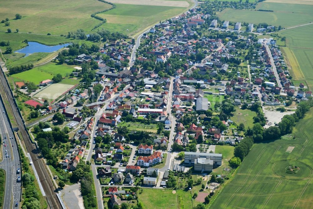 Pratau from above - Town View of the streets and houses in Pratau in the state Saxony-Anhalt, Germany