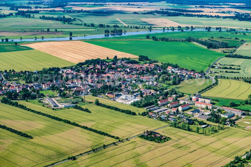 Prettin from the bird's eye view: Town View of the streets and houses of the residential areas in Prettin in the state Saxony-Anhalt, Germany