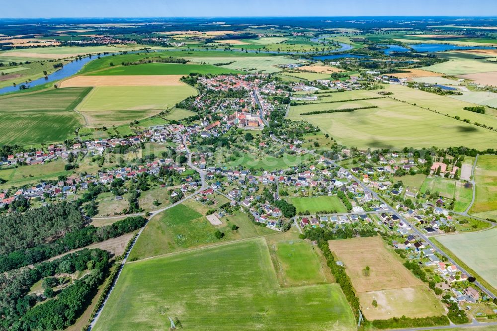 Aerial image Prettin - Town View of the streets and houses of the residential areas in Prettin in the state Saxony-Anhalt, Germany