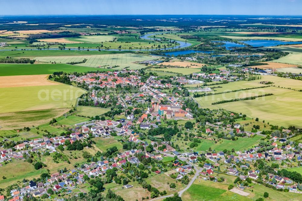 Aerial photograph Prettin - Town View of the streets and houses of the residential areas in Prettin in the state Saxony-Anhalt, Germany