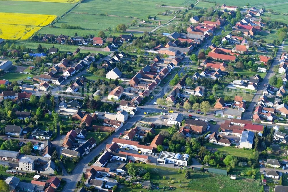 Aerial image Pretzier - Town View of the streets and houses of the residential areas in Pretzier in the state Saxony-Anhalt, Germany