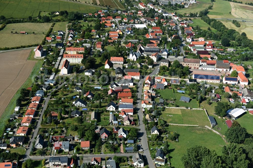 Prießnitz from above - Town View of the streets and houses of the residential areas with Palace Priessnitz in the middle in Priessnitz in the state Saxony