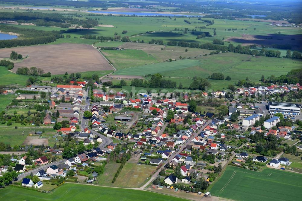 Aerial image Prützke - Town View of the streets and houses of the residential areas in Pruetzke in the state Brandenburg, Germany