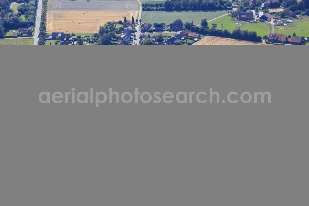 Raesfeld from above - View of houses and single-family home settlement on Dorstener Str. in Raesfeld in the federal state of North Rhine-Westphalia, Germany