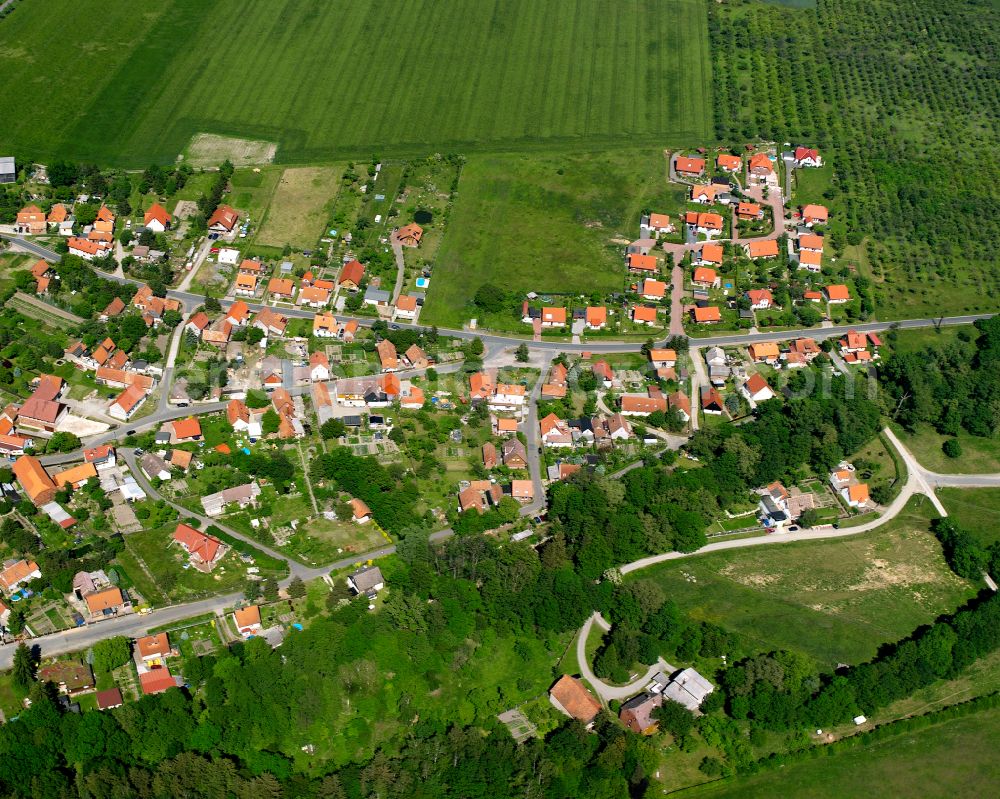 Aerial image Abbenrode - Village view on the edge of agricultural fields and land in Abbenrode in the state Saxony-Anhalt, Germany