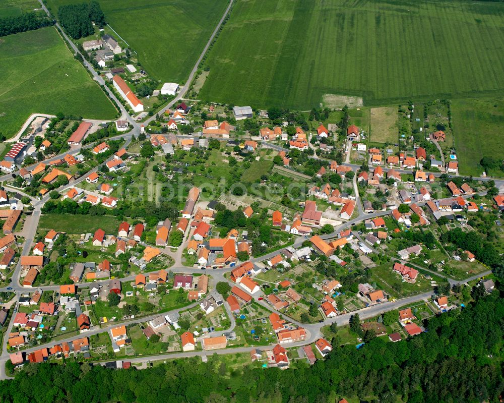 Aerial photograph Abbenrode - Village view on the edge of agricultural fields and land in Abbenrode in the state Saxony-Anhalt, Germany