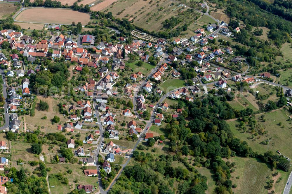 Aerial image Adelsberg - Village view on the edge of agricultural fields and land in Adelsberg in the state Bavaria, Germany