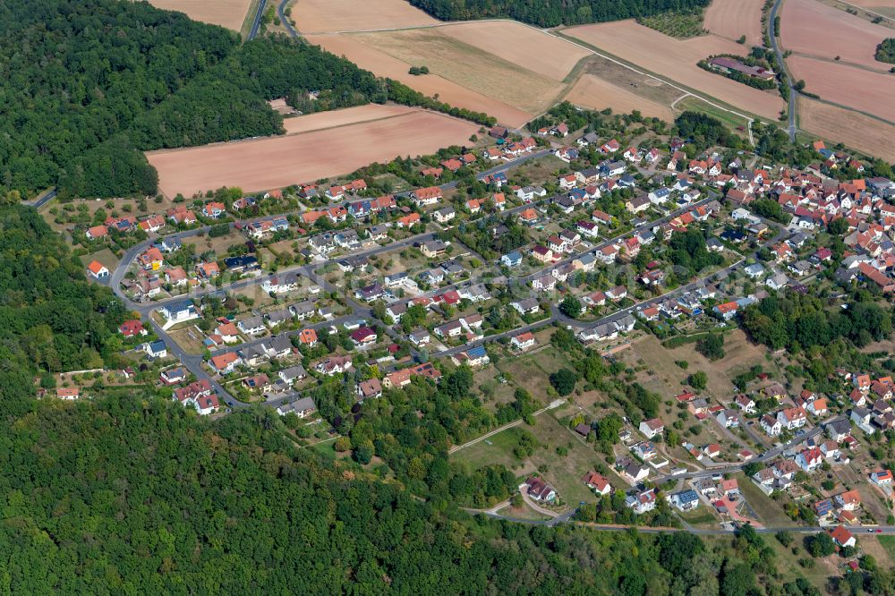 Aerial photograph Adelsberg - Village view on the edge of agricultural fields and land in Adelsberg in the state Bavaria, Germany