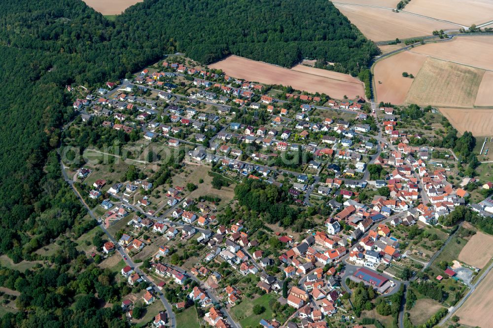 Aerial image Adelsberg - Village view on the edge of agricultural fields and land in Adelsberg in the state Bavaria, Germany