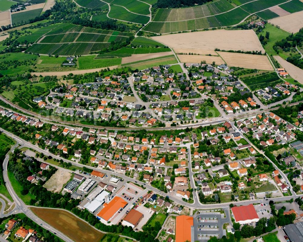 Aerial photograph Affaltrach - Village view on the edge of agricultural fields and land in Affaltrach in the state Baden-Wuerttemberg, Germany