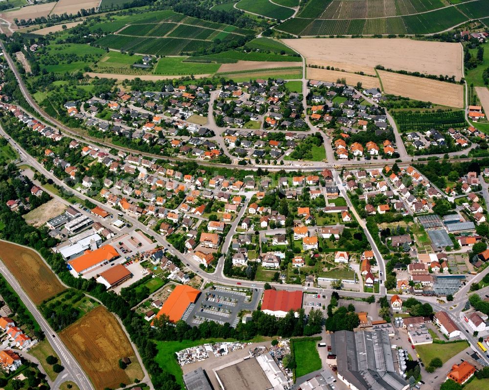 Aerial image Affaltrach - Village view on the edge of agricultural fields and land in Affaltrach in the state Baden-Wuerttemberg, Germany