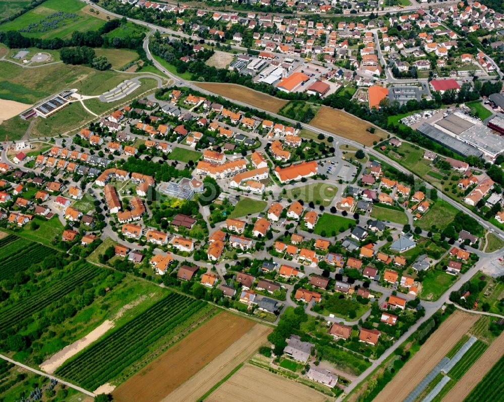 Affaltrach from the bird's eye view: Village view on the edge of agricultural fields and land in Affaltrach in the state Baden-Wuerttemberg, Germany