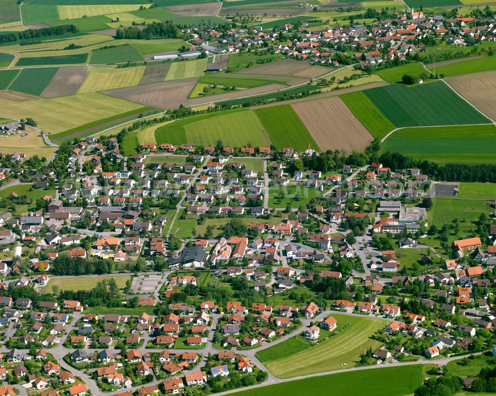 Aerial photograph Alberweiler - Village view on the edge of agricultural fields and land in Alberweiler in the state Baden-Wuerttemberg, Germany