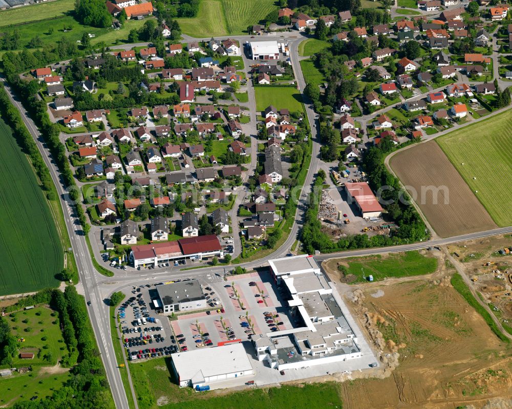 Aerial image Alberweiler - Village view on the edge of agricultural fields and land in Alberweiler in the state Baden-Wuerttemberg, Germany