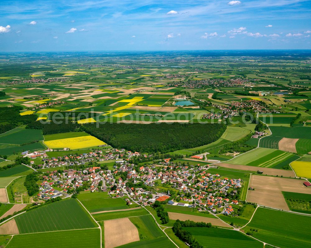 Aerial photograph Alberweiler - Village view on the edge of agricultural fields and land in Alberweiler in the state Baden-Wuerttemberg, Germany