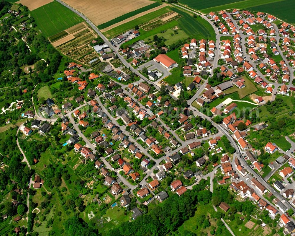 Aerial photograph Alfdorf - Village view on the edge of agricultural fields and land in Alfdorf in the state Baden-Wuerttemberg, Germany