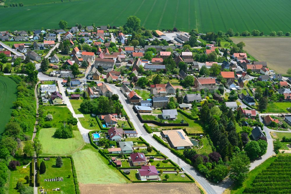 Aerial image Allstedt - Village view on the edge of agricultural fields and land in Allstedt in the state Saxony-Anhalt, Germany