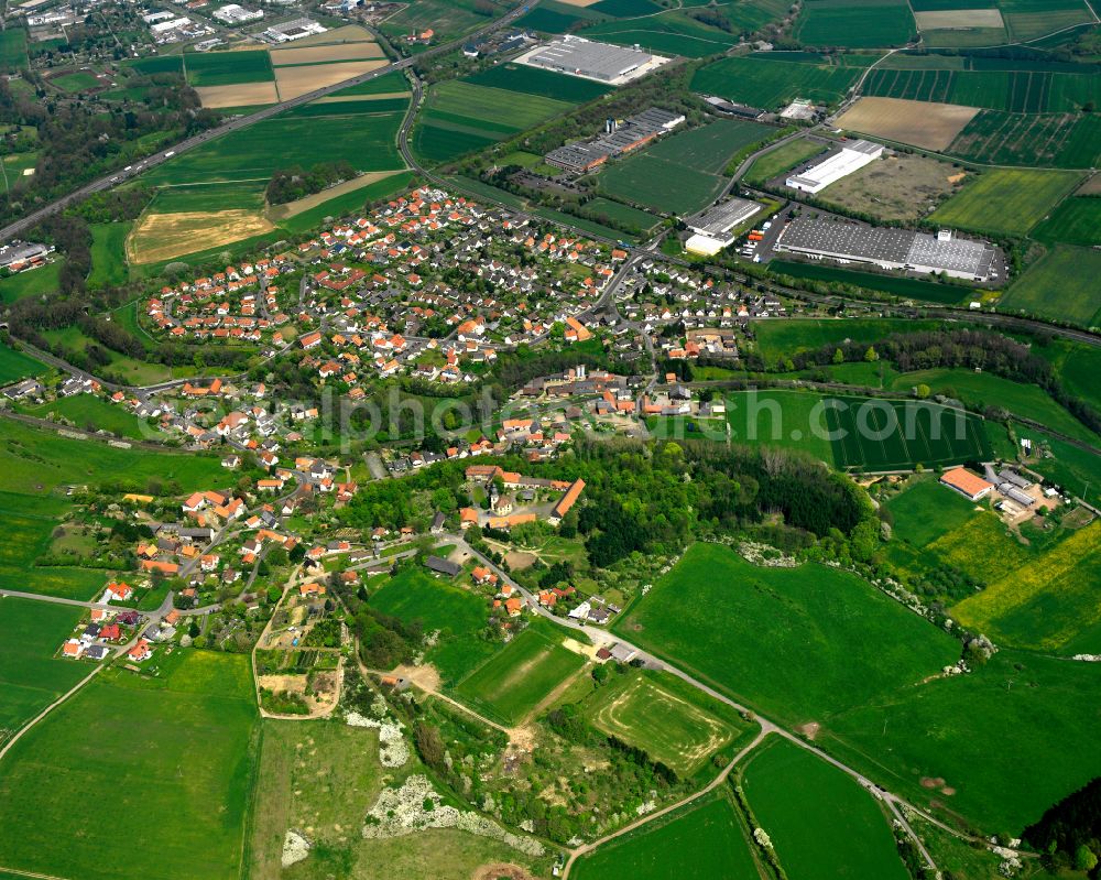 Aerial image Altenburg - Village view on the edge of agricultural fields and land in Altenburg in the state Hesse, Germany