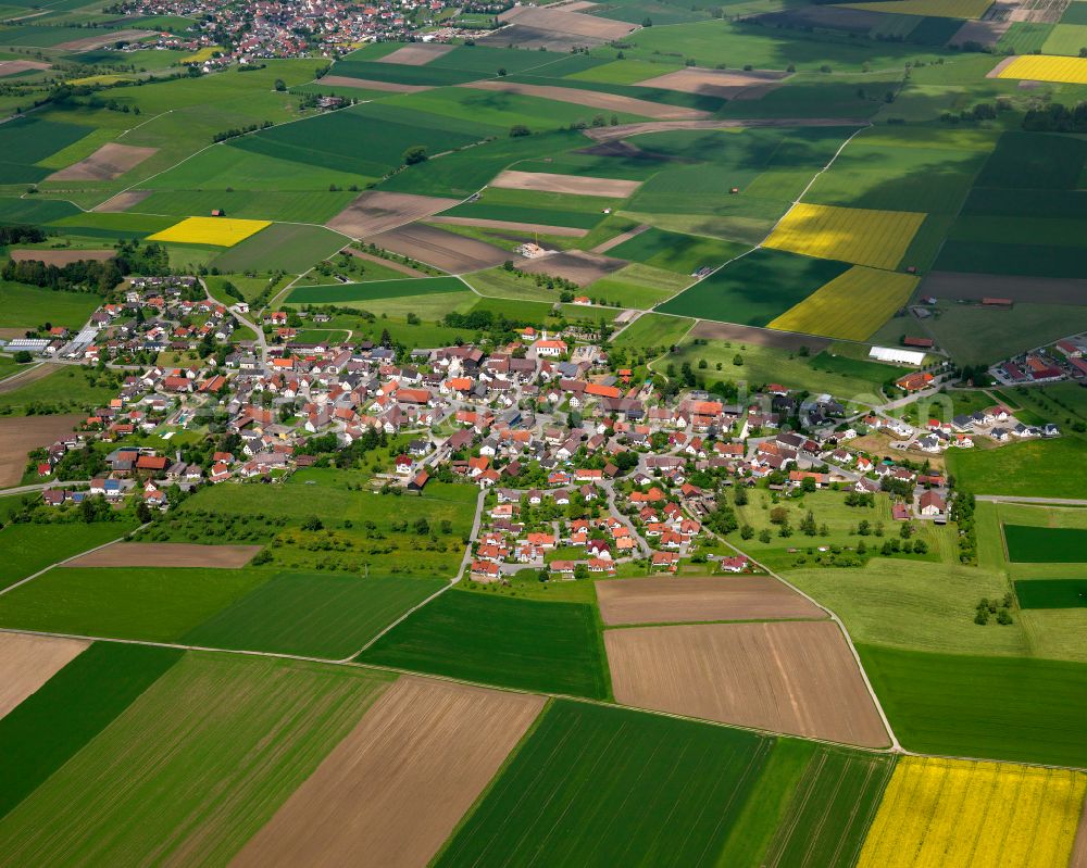 Aerial image Altheim - Village view on the edge of agricultural fields and land in Altheim in the state Baden-Wuerttemberg, Germany