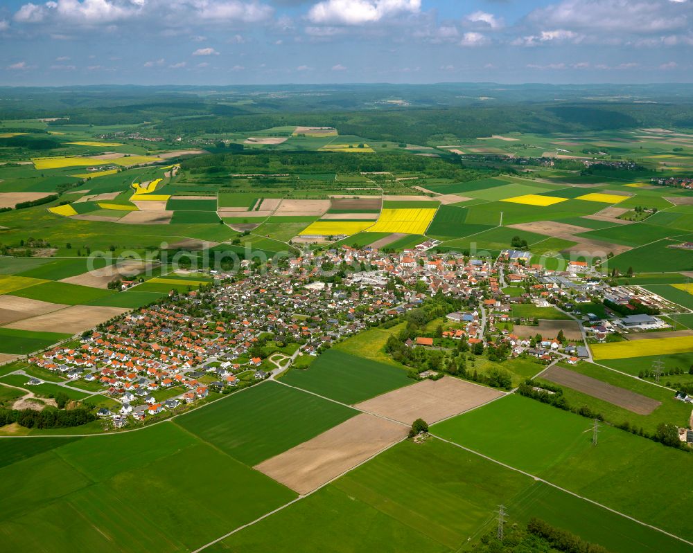 Altheim from the bird's eye view: Village view on the edge of agricultural fields and land in Altheim in the state Baden-Wuerttemberg, Germany