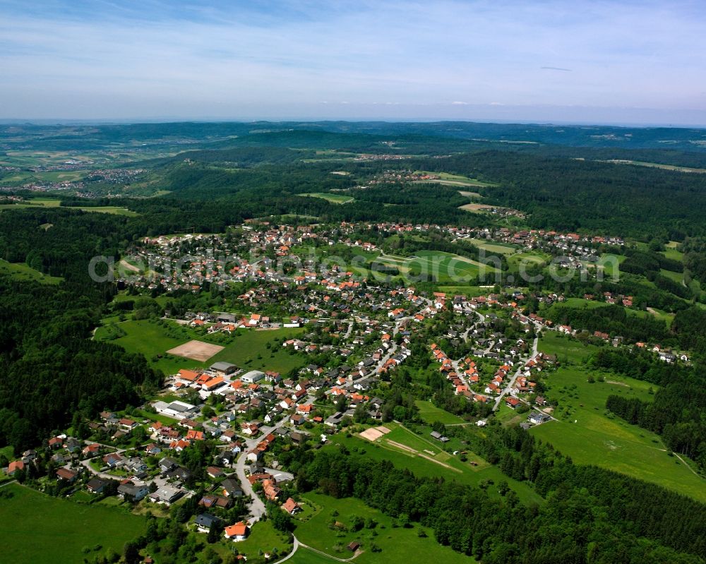 Aerial image Althütte - Village view on the edge of agricultural fields and land in Althütte in the state Baden-Wuerttemberg, Germany