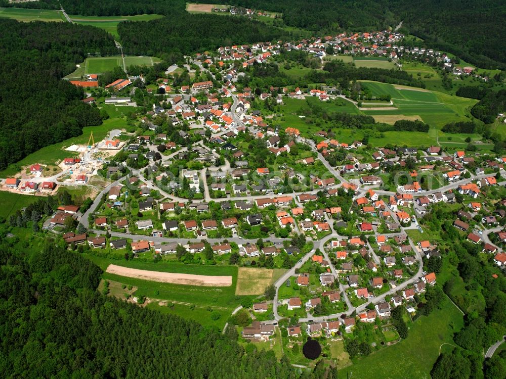 Althütte from the bird's eye view: Village view on the edge of agricultural fields and land in Althütte in the state Baden-Wuerttemberg, Germany