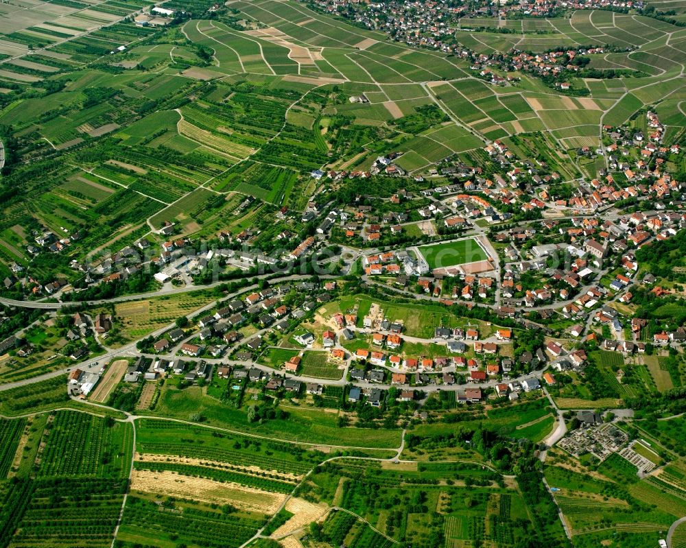 Altschweier from above - Village view on the edge of agricultural fields and land in Altschweier in the state Baden-Wuerttemberg, Germany