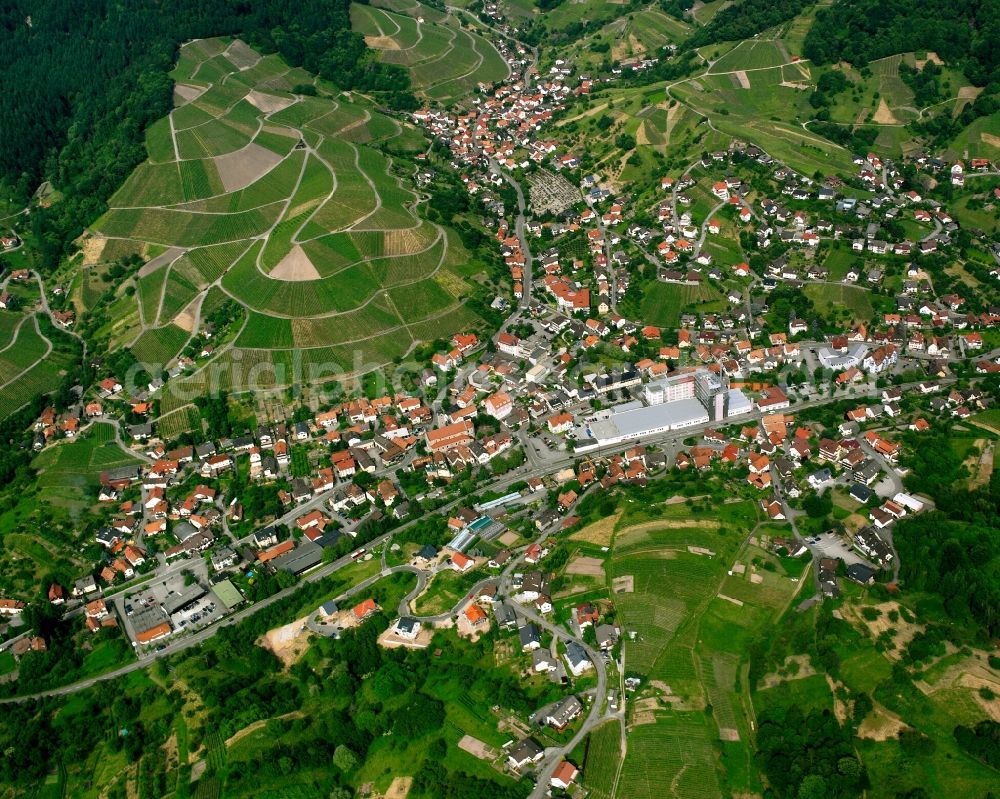 Aerial photograph Altschweier - Village view on the edge of agricultural fields and land in Altschweier in the state Baden-Wuerttemberg, Germany