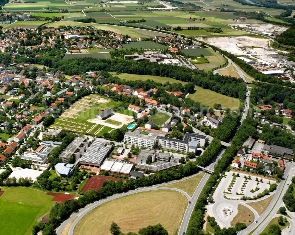 Altötting from the bird's eye view: Village view on the edge of agricultural fields and land in Altötting in the state Bavaria, Germany