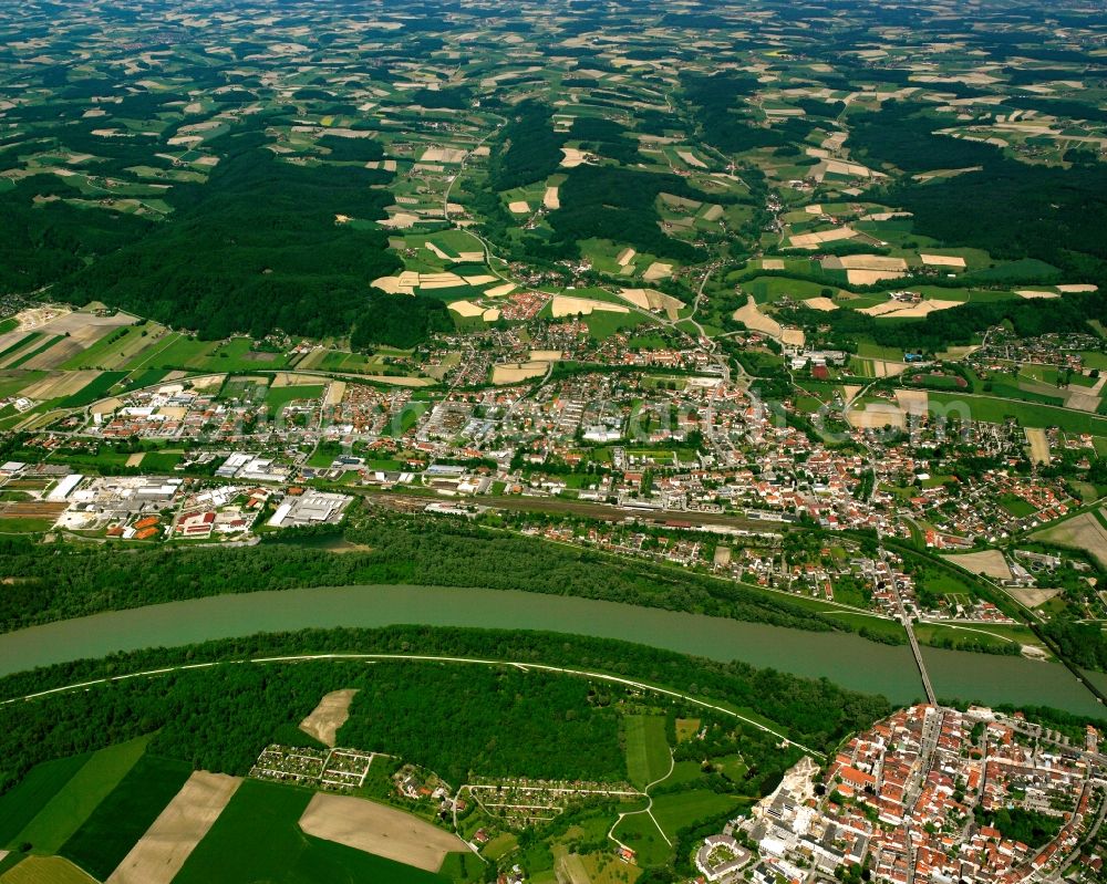 Aerial photograph Antersdorf - Village view on the edge of agricultural fields and land in Antersdorf in the state Bavaria, Germany