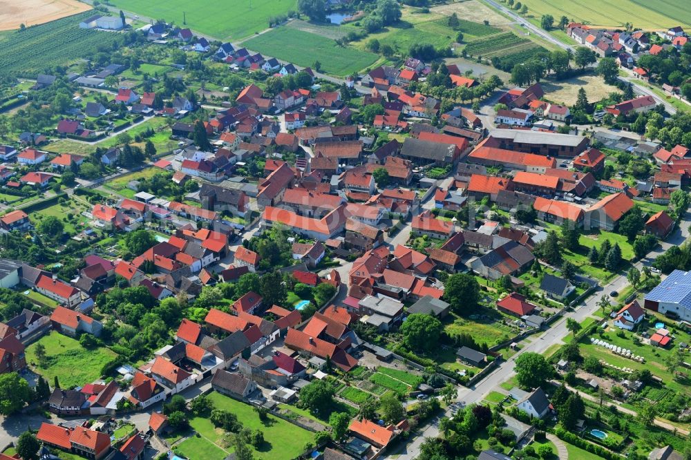 Aerial image Aspenstedt - Village view on the edge of agricultural fields and land in Aspenstedt in the state Saxony-Anhalt, Germany