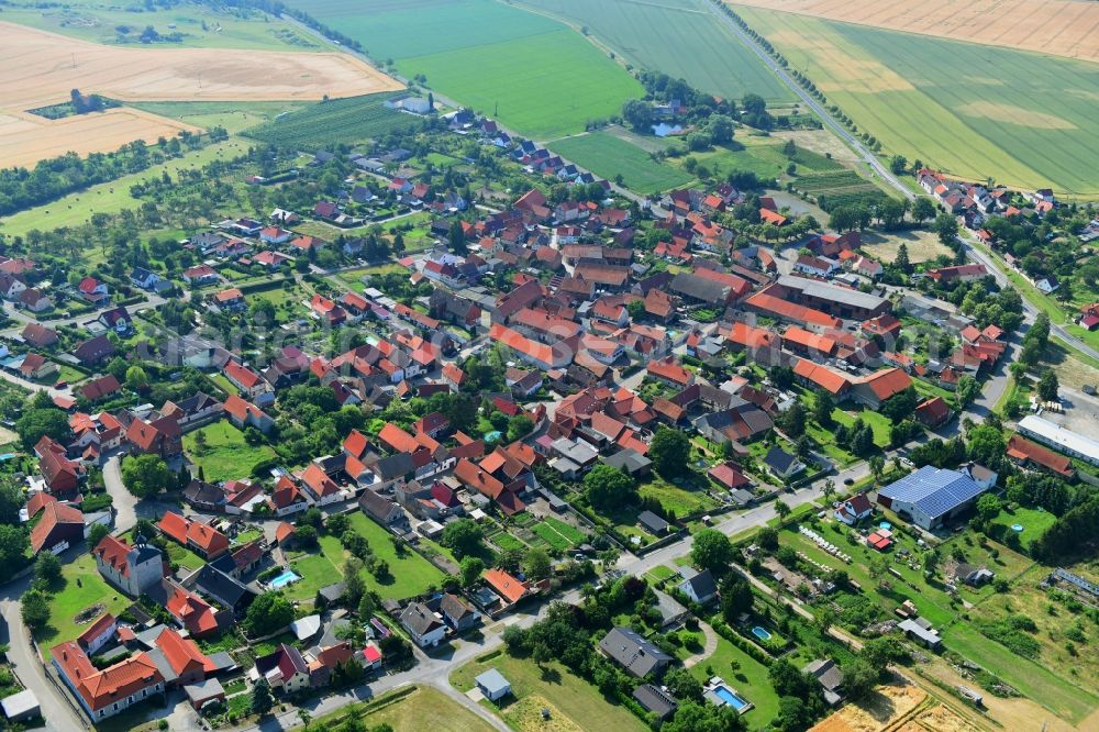 Aerial photograph Aspenstedt - Village view on the edge of agricultural fields and land in Aspenstedt in the state Saxony-Anhalt, Germany