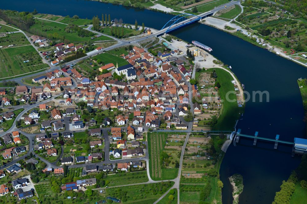 Aerial image Astheim - Village view on the edge of agricultural fields and land in Astheim in the state Bavaria, Germany