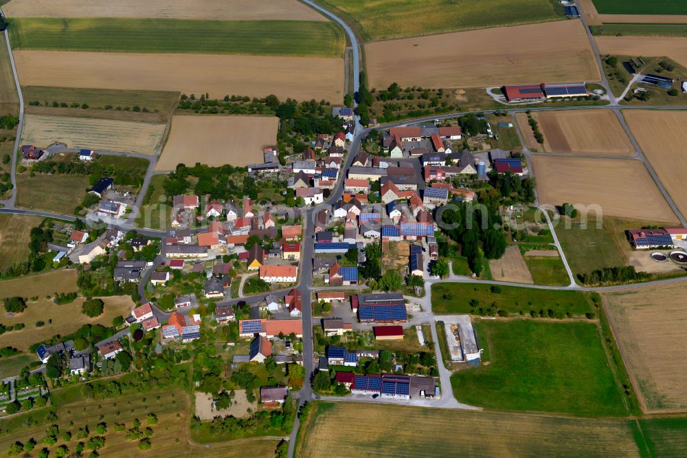 Aerial photograph Aufstetten - Village view on the edge of agricultural fields and land in Aufstetten in the state Bavaria, Germany